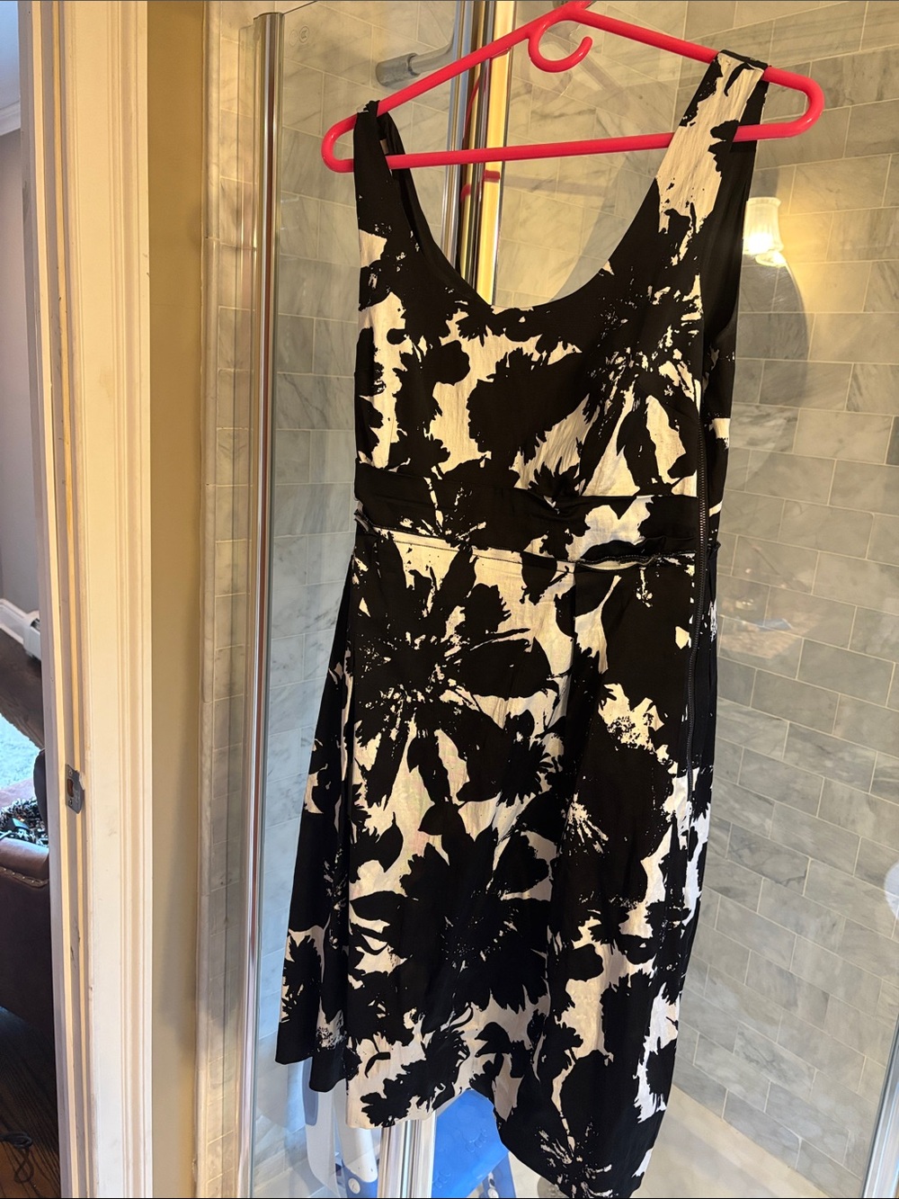 Ann Taylor Black and White Floral Midi Dress